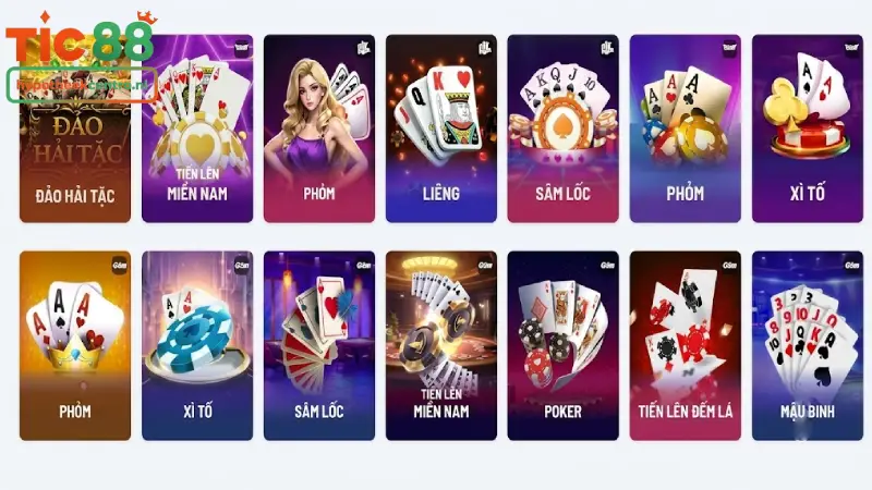 Top các tựa game đánh bài TIC88 hút khách nhất hiện nay