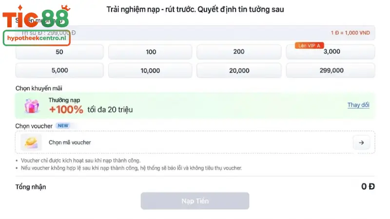 Nạp tiền TIC88 qua Chuyển khoản Ngân hàng & QR Code