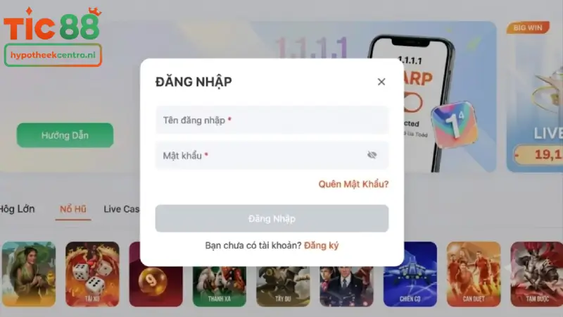 Quy trình Đăng nhập TIC88 trên máy tính (PC)